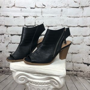 Chinese Laundry Black Zip up Peep Toe Heels